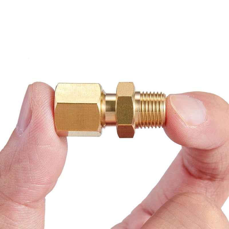 Litorange 4 Pack Metal Brass Compression Tube Pipe Fitting Connector, Straight Coupling Adapter, 1/4" Tube OD x 1/4" NPT Male - Image 2